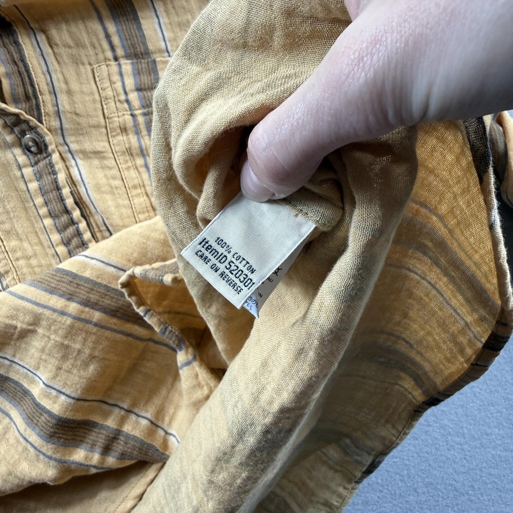 L.L.Bean Shirt Womens LG Petite Beige Cloud Gauze Striped Button Top Long Sleeve - Picture 6 of 7